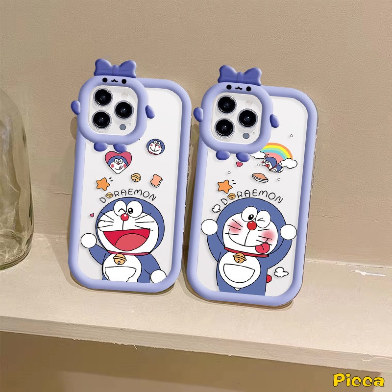 Redmi A1 9A 10C 9T A1+10A 10 9C NFC PO CO M3 Pro X3 NFC Redmi Note9 11s 9s 11 8 11Pro+10 Pro Max Plus Mi 11Lite Kartun Lucu Imut Doraemon 3D Little Monster Lens Case