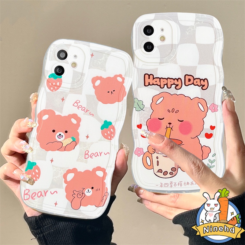 Xiaomi Redmi 12C A1 A1+ 10C 10A 10 9 9A 9C 9T Redmi Note 11 11s 10 10s 9 9s 8 Pro Xiaomi 11 Lite 11T Pro 10T Pro 12 Pro Poco F3 X3 Pro NFC  Poco X4 Pro Motif Kartun Beruang Kecil Anti Gores Lembut Bergelombang Casing Hp
