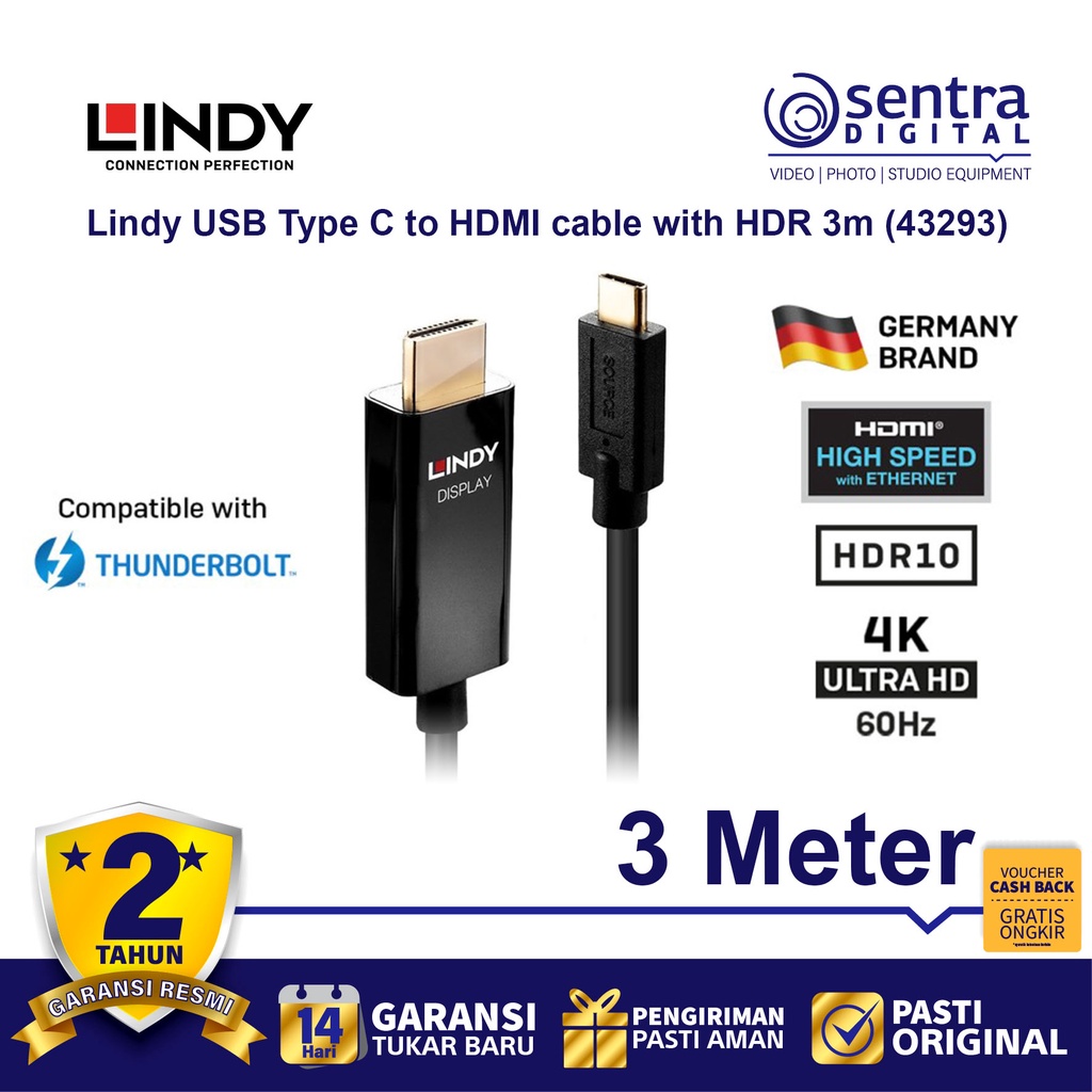 LINDY Type C Thunderbolt to HDMI 4K Adapter Cable ( 43293 )