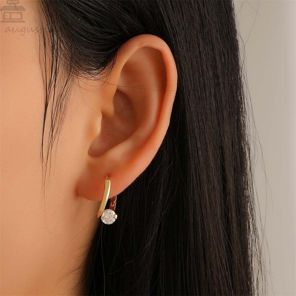 Anting Hoop Agustina Temperamen Elegan Gaya Wangi Kecil Perempuan Geometris Berlian Imitasi Aksesoris Telinga Wanita Anting Pejantan