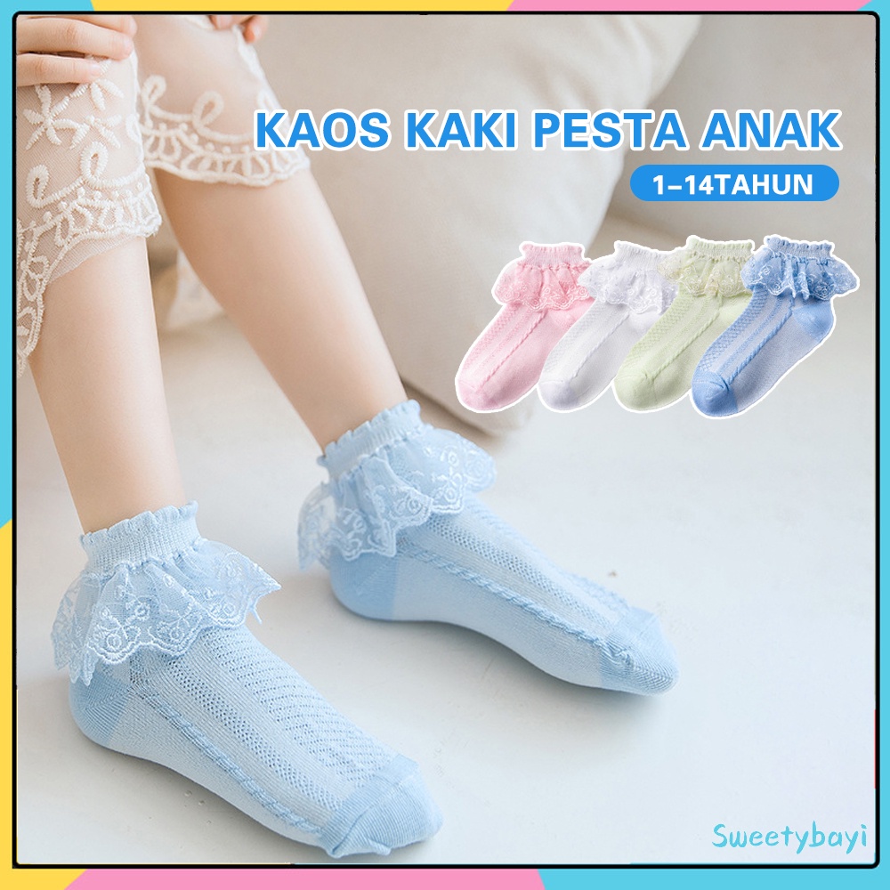 SweetyBayi Kaos kaki renda anak perempuan Kaos kaki pesta anak katun Kid socks