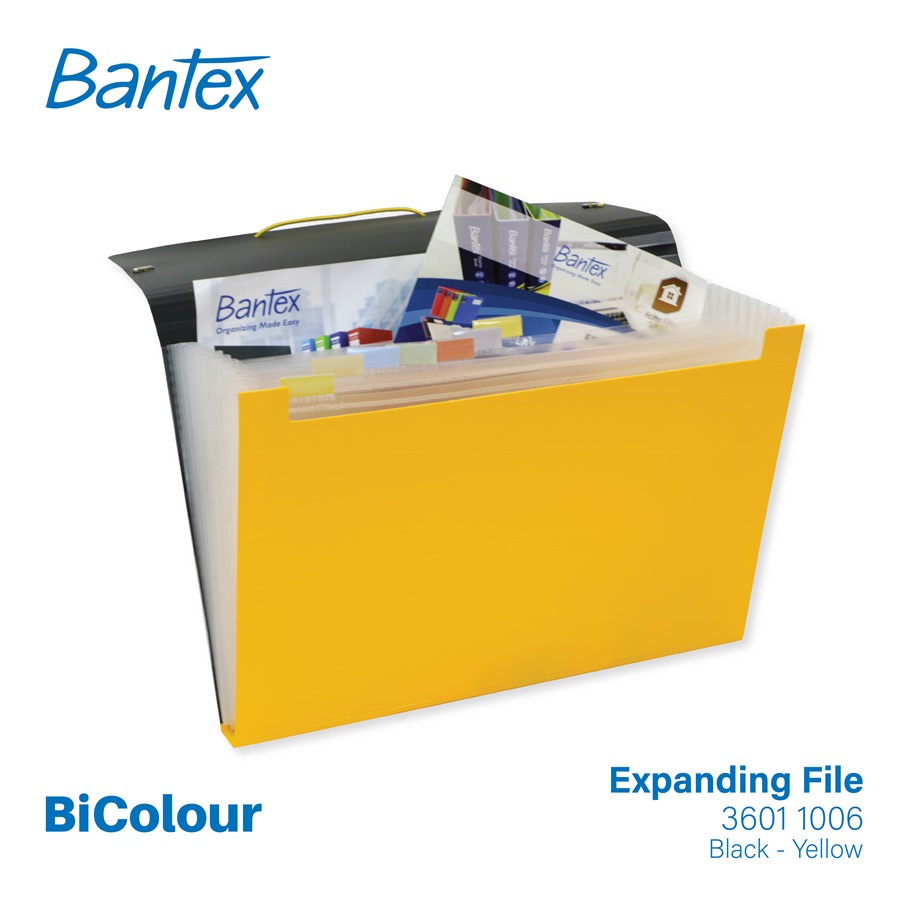 

Bantex Expanding File Map Harmonika Folio F4 Black Yellow