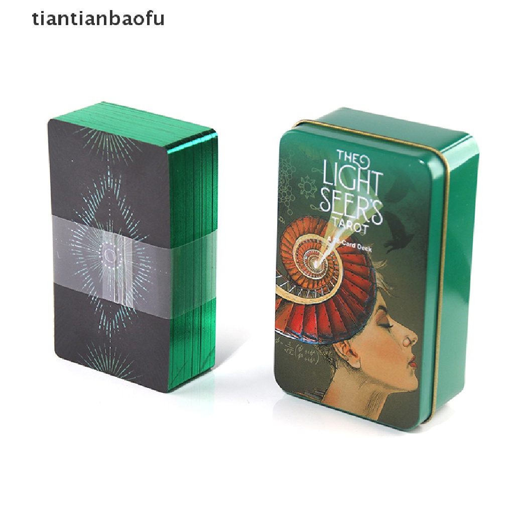 [tiantianbaofu] Tin Box Light Seers Tarot Card Kartu Ramalan Ramalan Deck Party Game Card w/Butik Manual