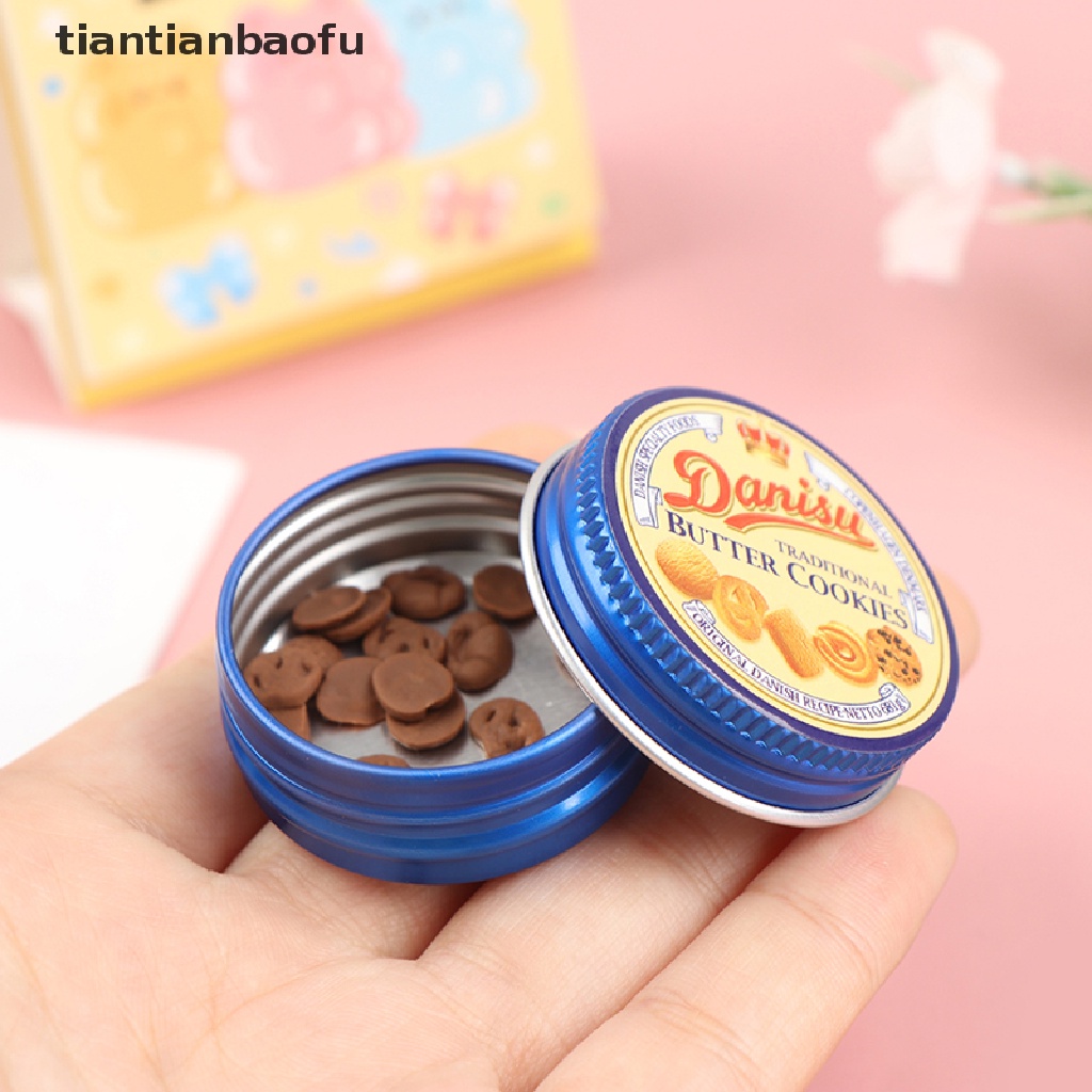 [tiantianbaofu] 1: 12rumah Boneka Miniture Dessert Cookies Cookie Tin Boneka Makanan Mainan Aksesoris Butik