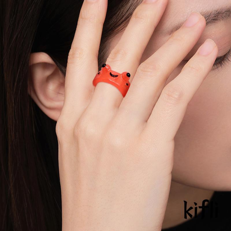 [KD] Cincin Resin Katak Menyala Cincin Jari Kepribadian Warna-Warni Kartun Hewan Lucu