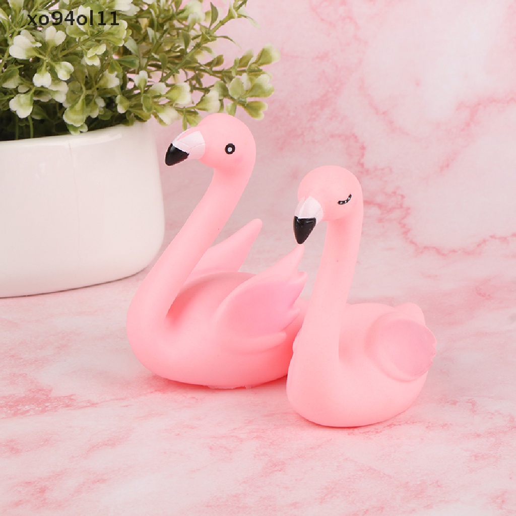 Xo 1pasang Flamingo Pink Hiasan Kue Cake Topper Dekorasi Pesta Ulang Tahun Pernikahan Dessert Hadiah Hari Ibu Hawaii Party Decor Ornament OL