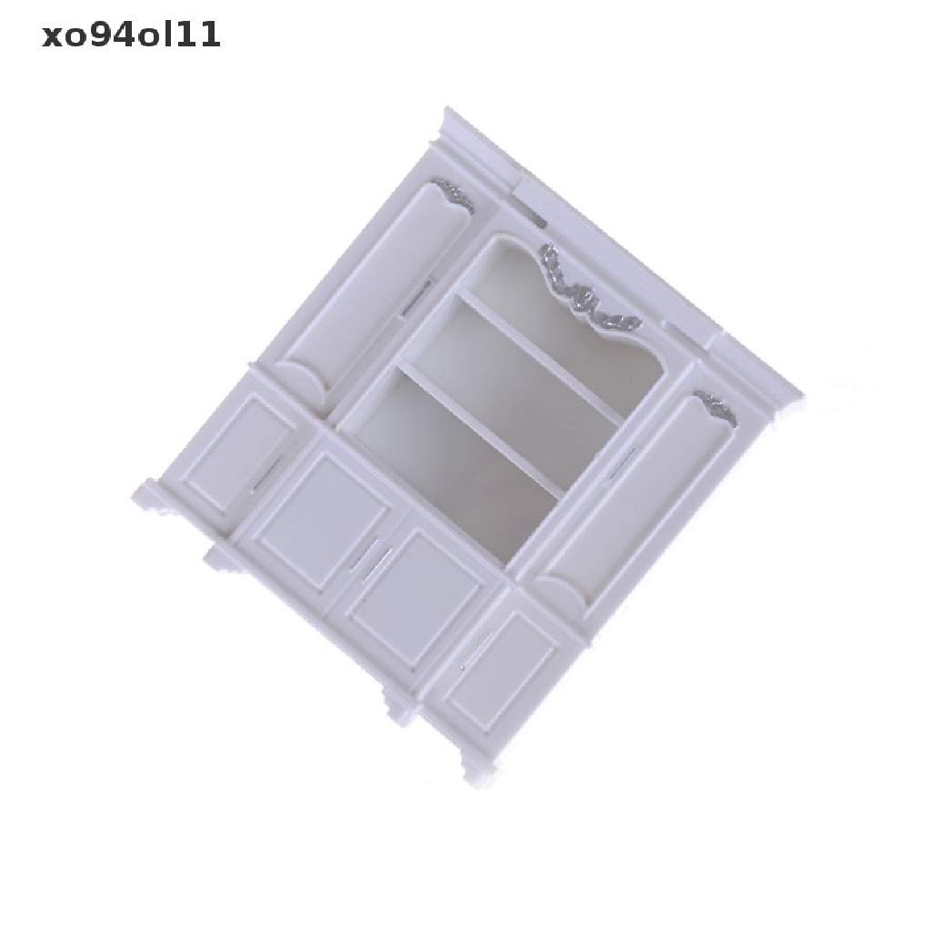 Xo Rumah Boneka Miniatur Furniture Decor Kabinet Rak Buku Motif Silver OL