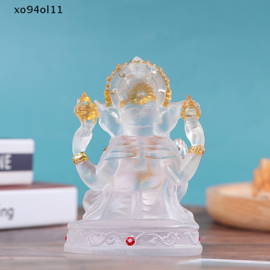 Patung Dewa Sukses Gajah Hindu XO Ganesh Resin Transparan Figurine Ornamen OL