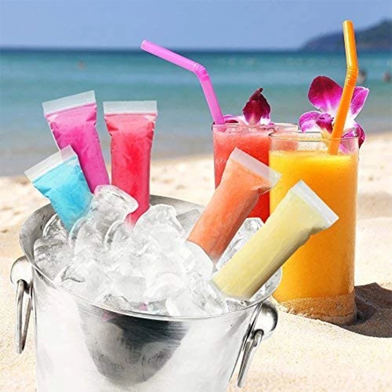 20pcs/set Kantong Freezer Ice Pop Sekali Pakai Dengan Corong/Kantong Zip-Lock Pembuat Yogurt Buah Homemade DIY