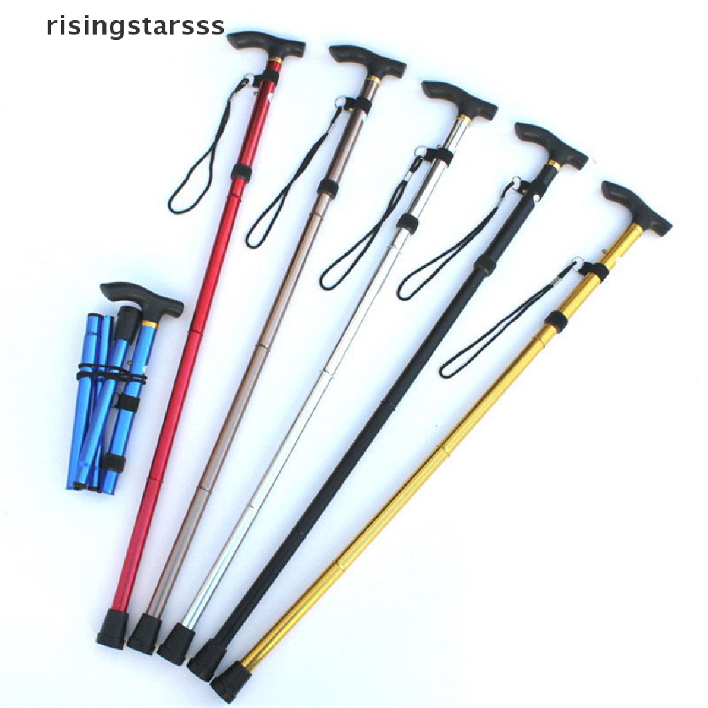 Rsid Span-new Tongkat Berjalan Hiking Trekking Tiang Trail Ultralight 4bagian Dapat Disesuaikan Canes Aluminium Alloy Tongkat Berjalan Lipat Jelly
