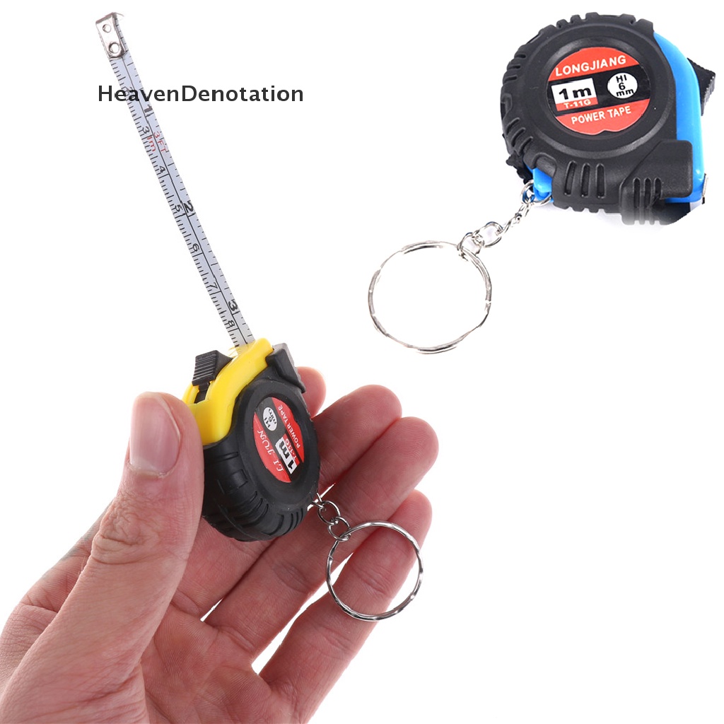 [HeavenDenotation] Meteran Mini Dengan Gantungan Kunci Bahan Plastik Portable 1m Penggaris Ditarik HDV