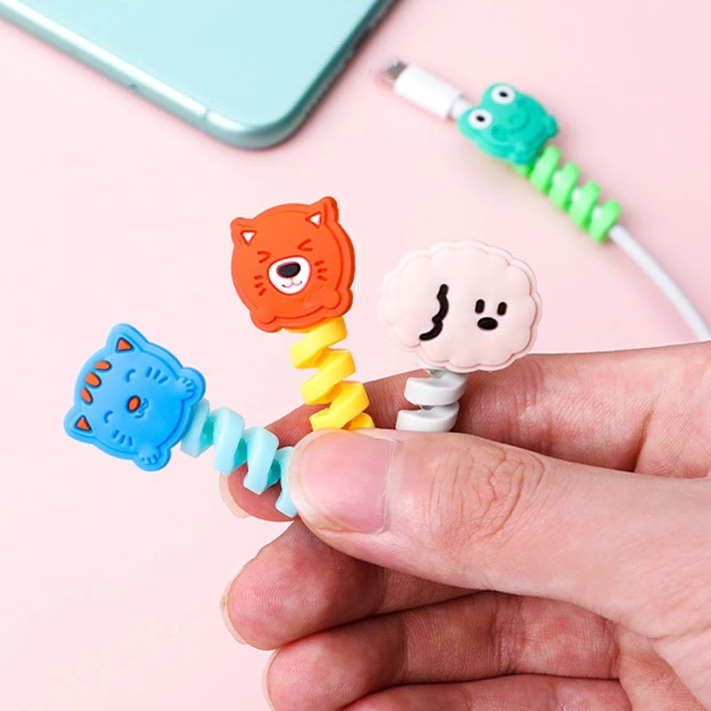 [Harga Grosir] Cartoon Cable Cords Protector Sleeve USB Charging Data Line Management Winder Cable Wire Penutup Pelindung Anti Jebol Kabel Spiral Garis Organizer