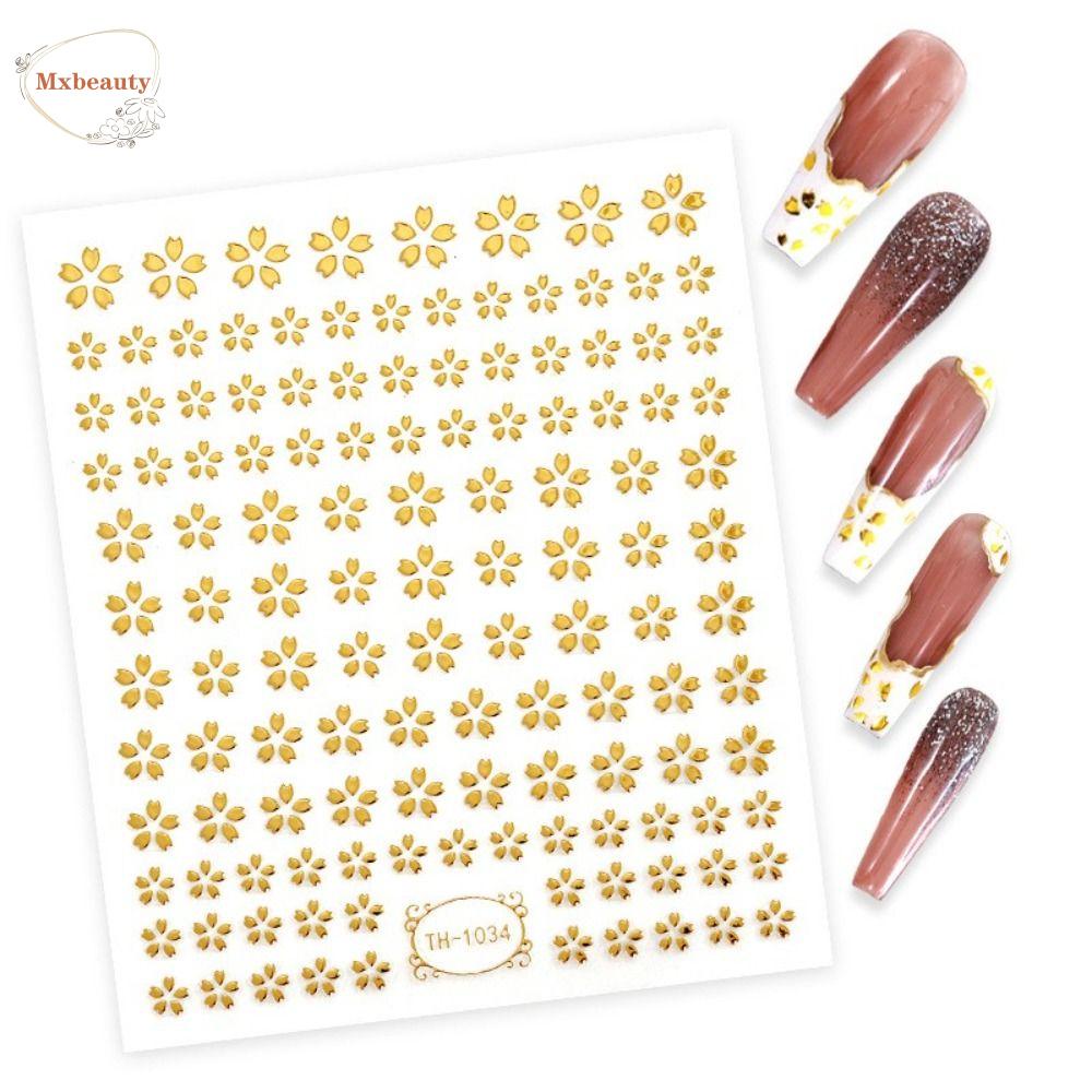 Mxbeauty Stamping Emas Nail Art Stiker DIY Gadis Cinta Hati Bentuk Garis Salon Kuku Slider Manicuring Foils