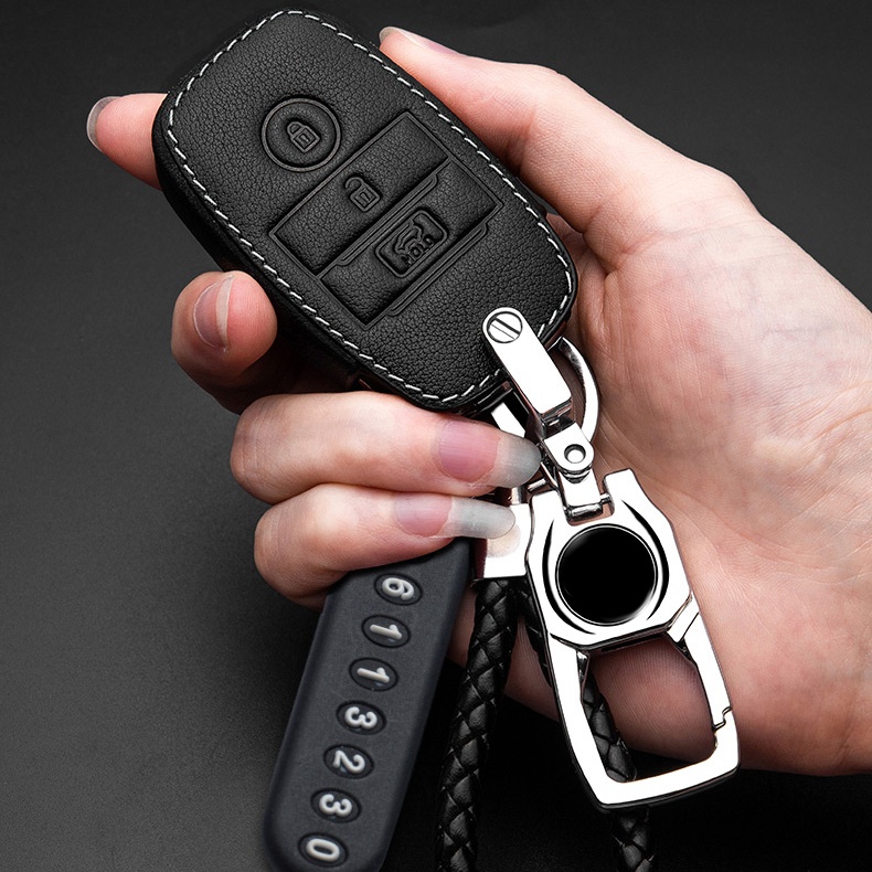 Untuk Kia K3 K5 Optima Sorento Forte Rio KX3 KX5 Kulit Smart Key Fob Remote Case Gantungan Kunci