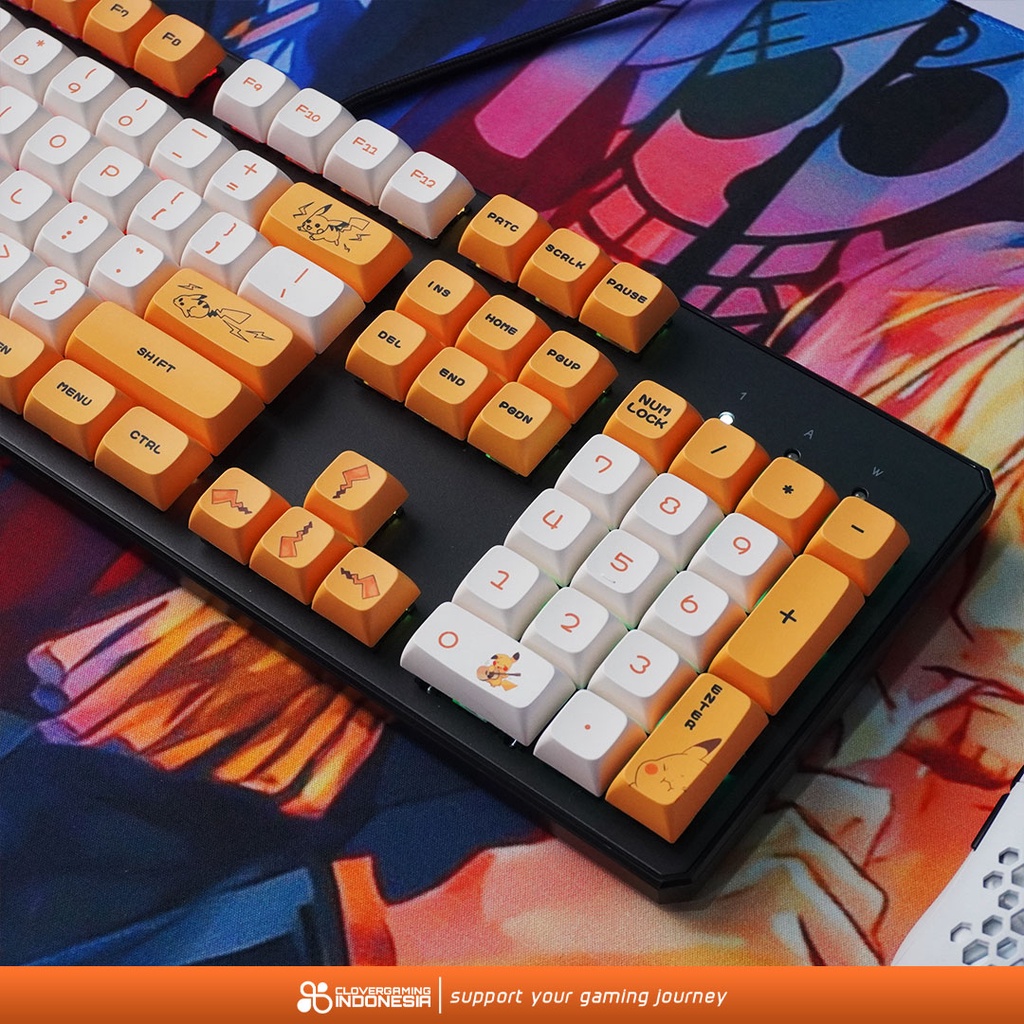 Keycaps Pikachu Pokemon PBT Fullset Anime Gaming Mechanical Keyboard