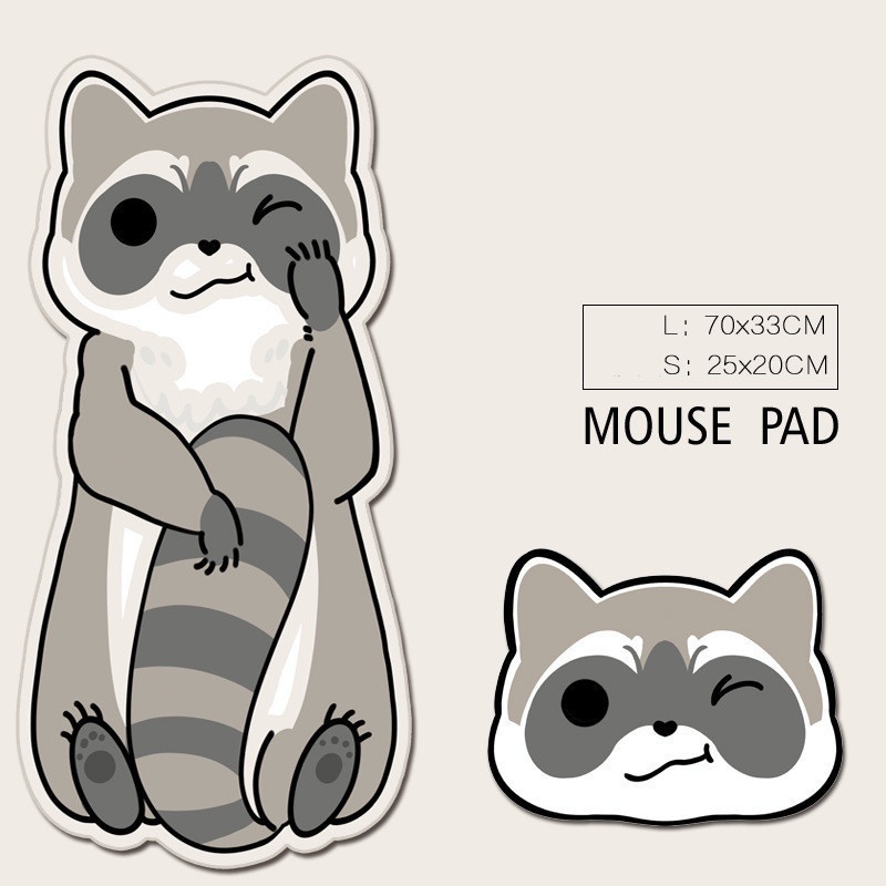 Alas Mouse Pad Keluarga Raccoon Alas Mouse Pad Kartun Hewan Mouse Pad Oversized Mouse Pad