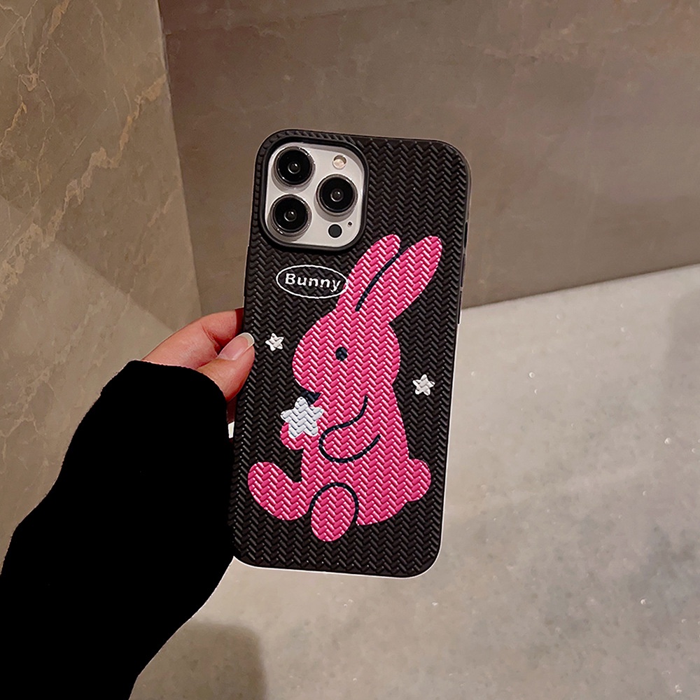 IPHONE Manis Keren Bintang Mawar Merah Bunny Kelinci Rajut Pola Telepon Lembut Pelindung Ponsel Case Cover Untuk Iphone7 8 PLUS X XR XS 11 12 13 14 PRO MAX SE 2020