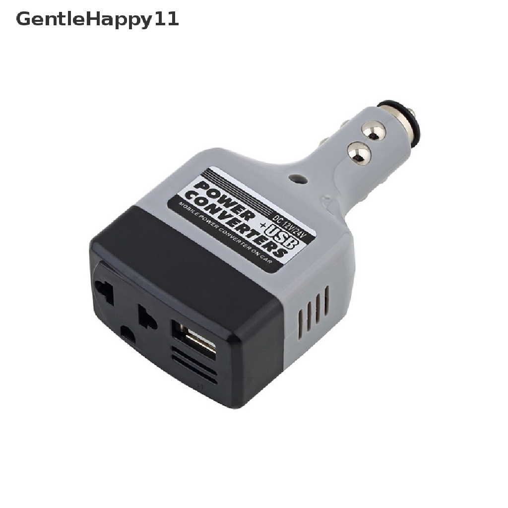 Gentlehappy Adaptor Inverter Converter Handphone Mobil DC 12V/24V Ke AC 220V Charger Power+USB id