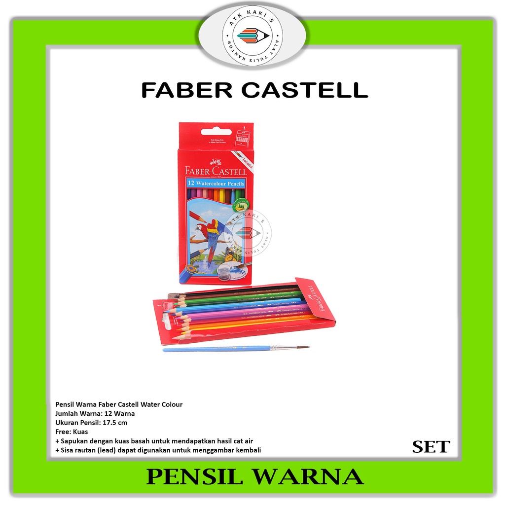 

FABER CASTELL - Pensil Warna 12L Warna Watercolour - Pack