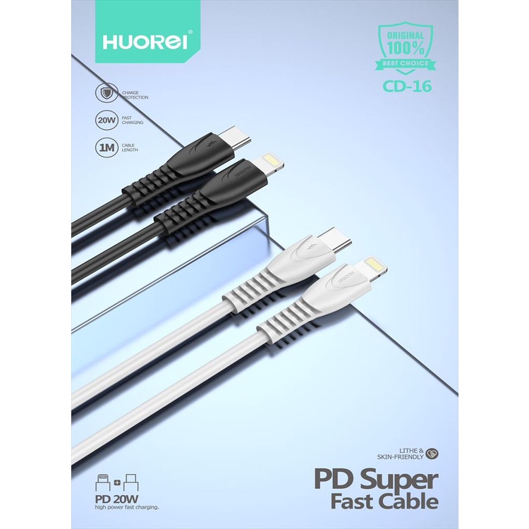 Huorei Kabel Data CD16 PD 20w Super Fast Cable Type C to Lightning