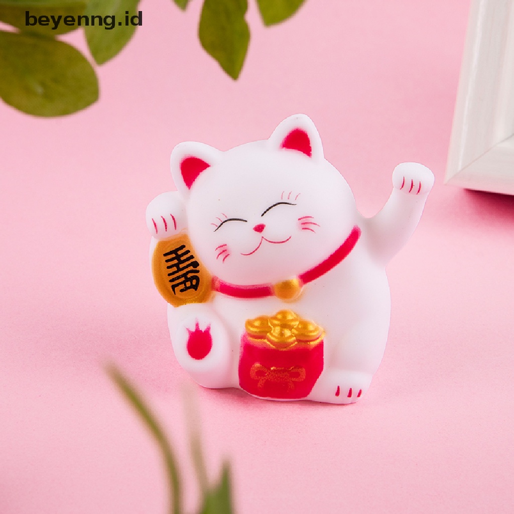 Beyen Cute pvc waving cat fortune lucky cat Hiasan Kue Mobil Liontin Hiasan Dekorasi Rumah Ornamen ID