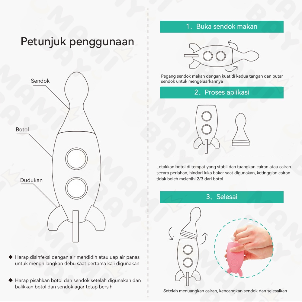 Mamibayi Sendok Makan Bayi Silicone Sendok Botol Mpasi Bayi Dispenser