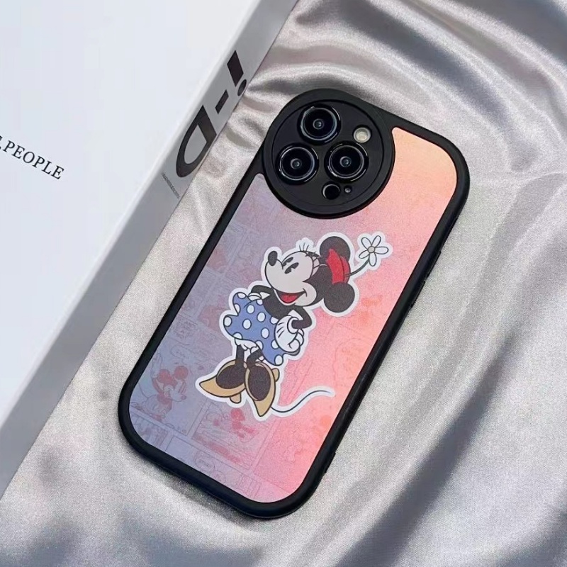 IPHONE Casing Pelindung Mickey Minnie Warna-Warni Untuk Iphone14 13 12 11 Pro X XS Max7 8 14 Plus Soft Case XR Full Cover Lensa Film Kartun Case