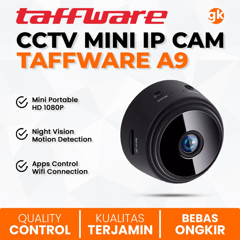 Taffware A9 CCTV Mini IP Camera WiFi HD 1080P Spy Cam Magnetic Kamera Pengintai 360 Derajat Tempel