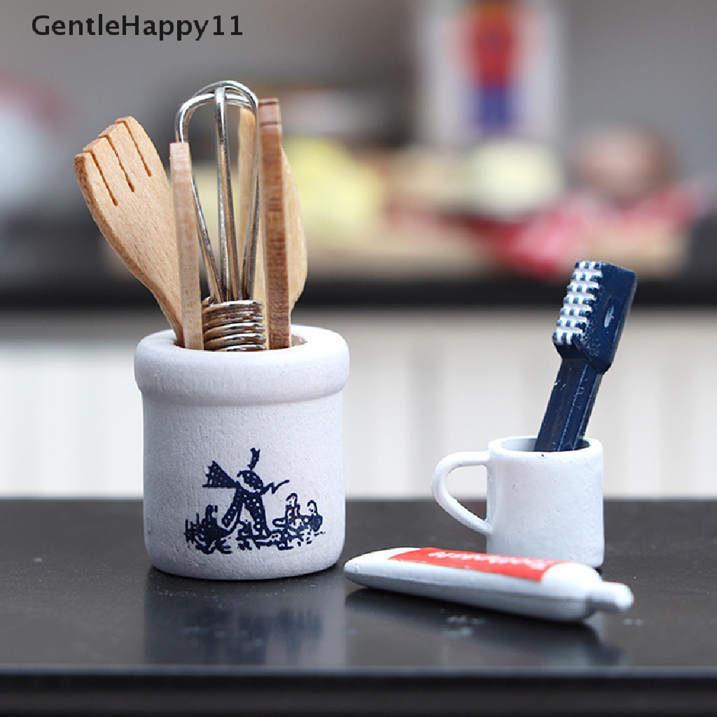 Gentlehappy 1Set 1: 12rumah Boneka Miniatur Sendok Garpu Toples Odol Sikat Gigi DIY Aksesoris id