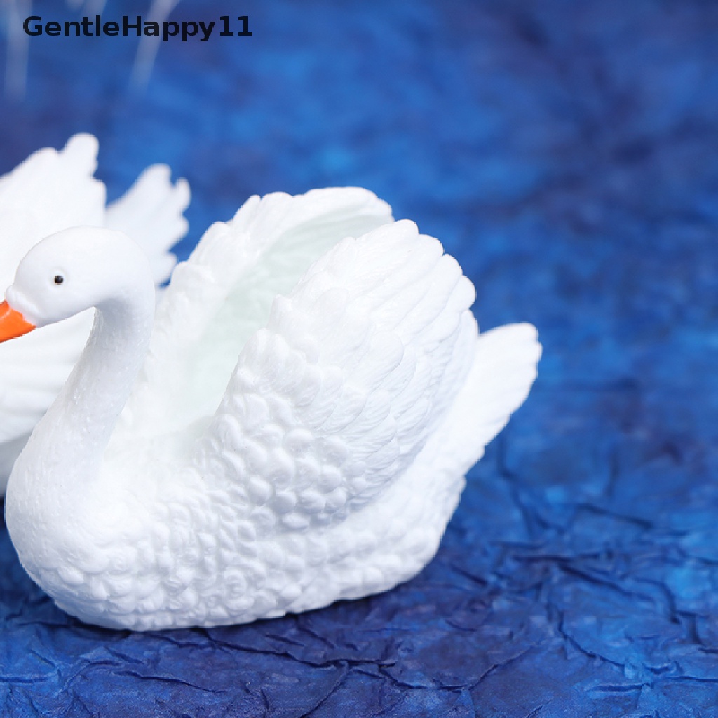 Gentlehappy 2pcs Ornamen Taman Peri Model Angsa Mini DIY Micro Landscape Dekorasi Rumah id