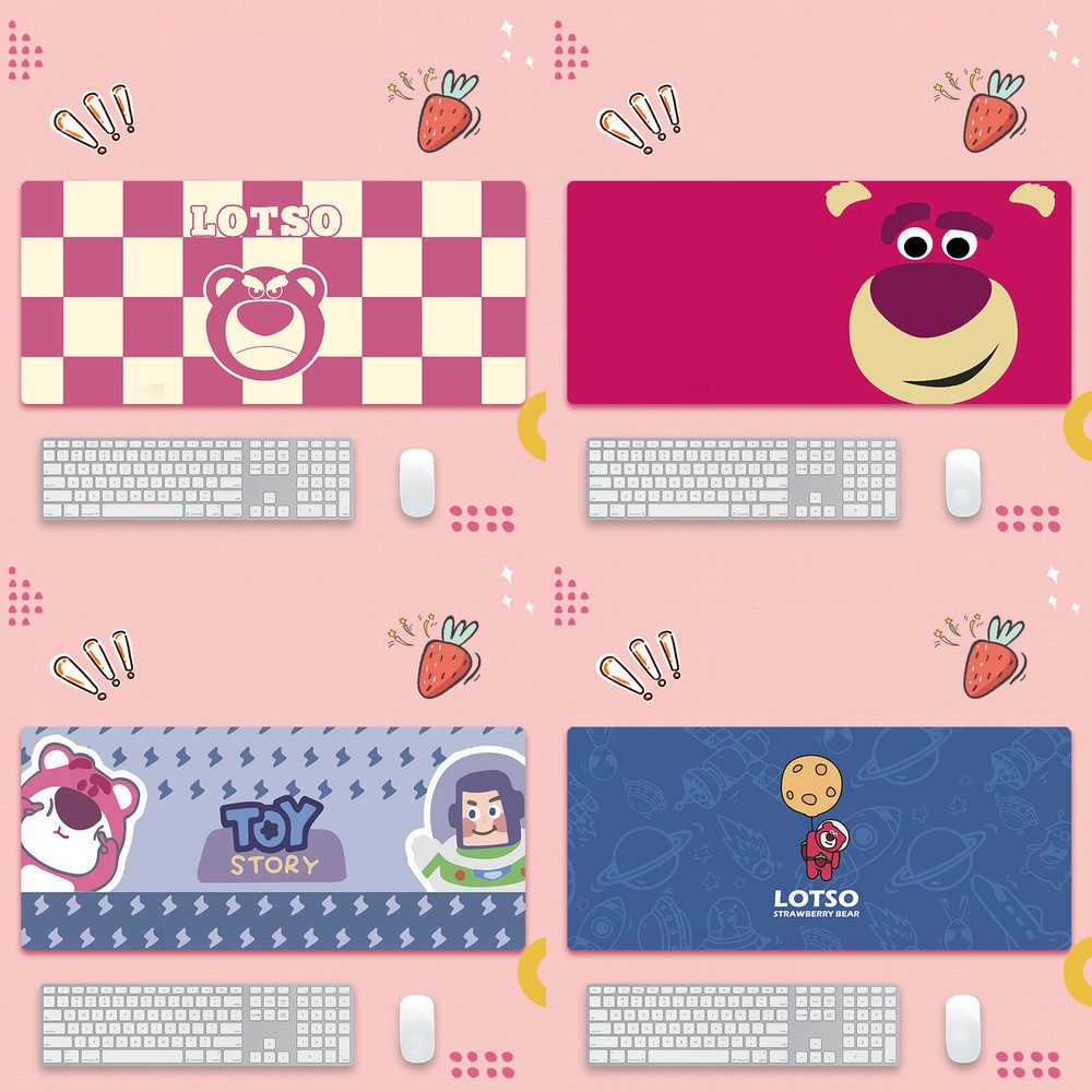 Alas Tikus Beruang Strawberry Besar Kartun Alas Mouse Komputer Strawberry Bear Desktop Mouse Pad800 * 300 * 3mm Mouse Pad