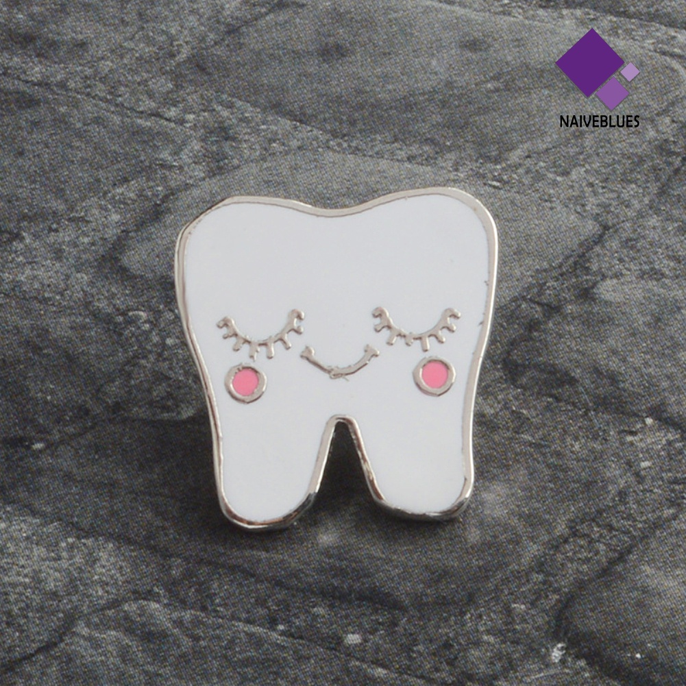 &lt; Naiveblues &gt; Bros Kerah Motif Gigi Paduan Kartun Lucu Lencana Enamel Unisex