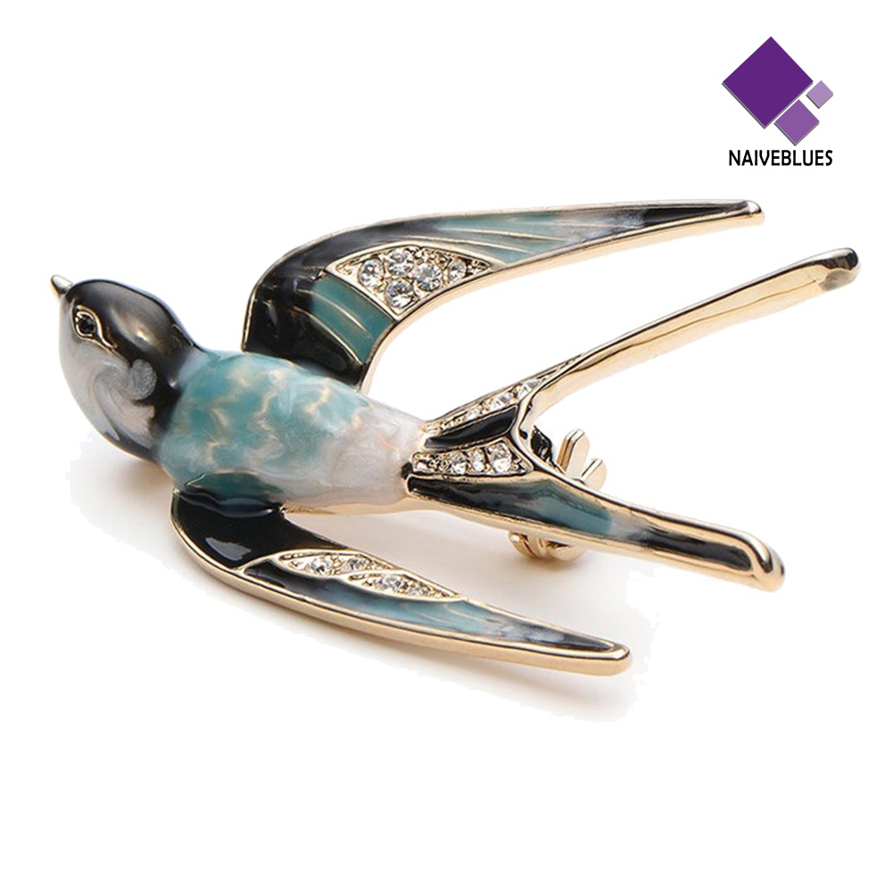 &lt; Naiveblues &gt; Fashion Wanita Enamel Burung Walet Kerah Bros Lapel Pakaian Perhiasan