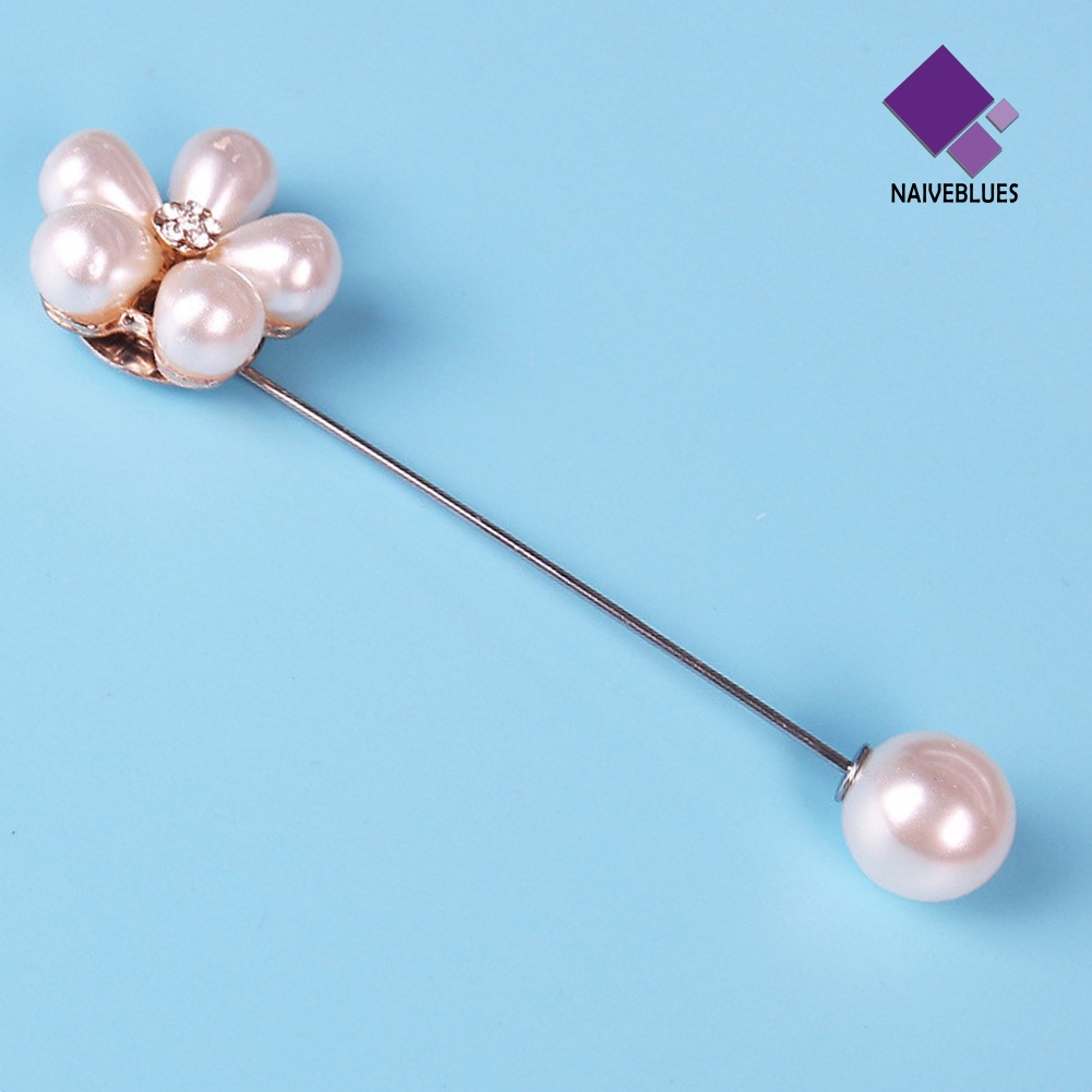 &lt; Naiveblues &gt; Pin Bros Mutiara Imitasi Bunga Elegan Lady Shirt Shawl Breastpin