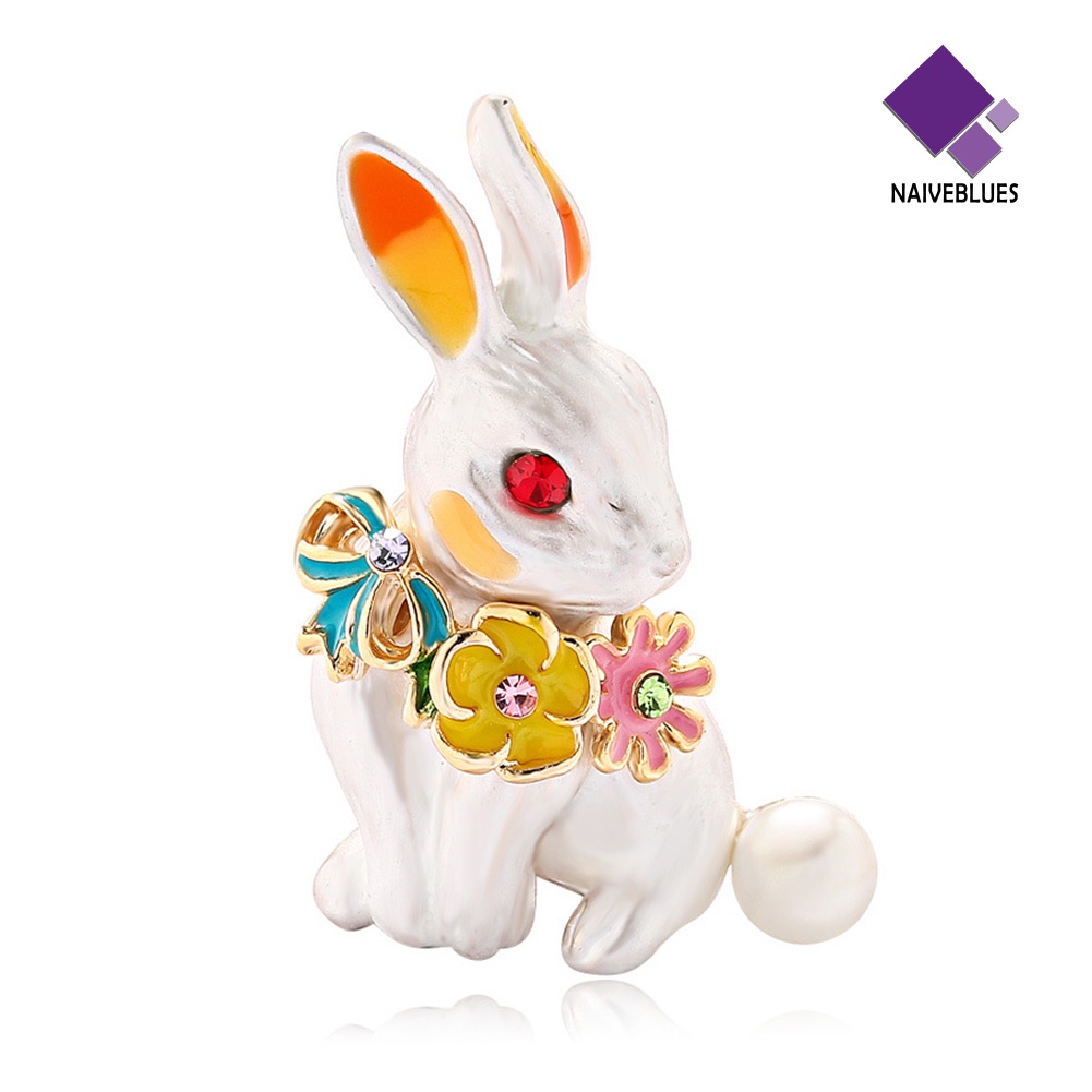 &lt; Naiveblues &gt; Wanita Kelinci Berlian Imitasi Enamel Bros Pin Lencana Pesta Jas Lapel