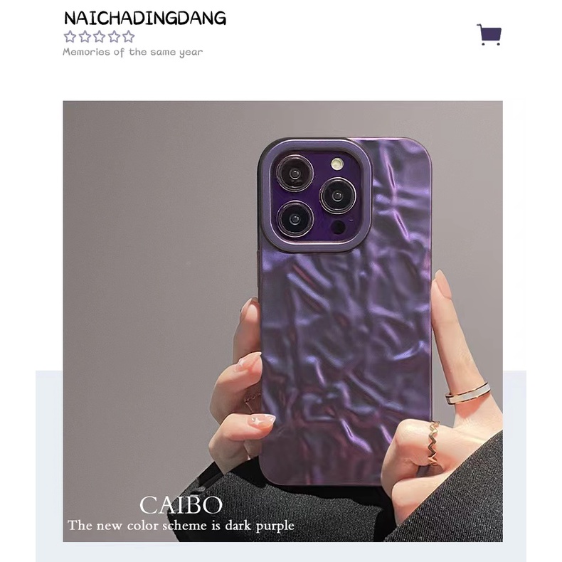 IPHONE Canggih Gaya Korea Kertas Kaleng Lipit Kerut Electroplated Phone Case Cocok Untuk Iphone14 13 12 11 Pro Max X Xs Max Xr 7 8 Plus Case Cover