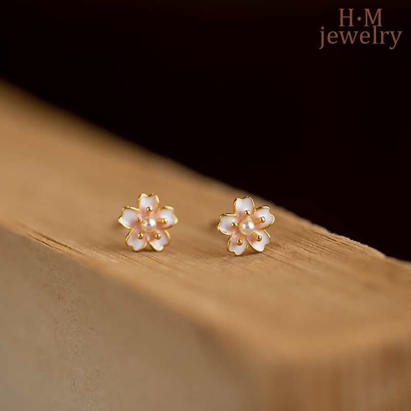 S925 Perak Mutiara Cherry Blossom Telinga Studs Sederhana Dan Kompak Indah2023 Baru Anting