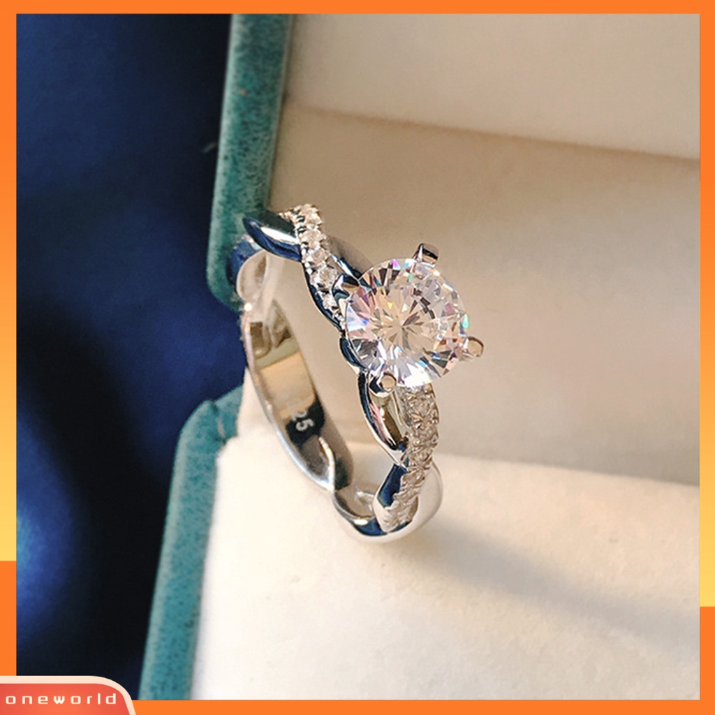 [EONE] Cincin Kawin Memutar Berkilau High-end Besar Berlian Imitasi Knuckle Circlet Perhiasan Perempuan