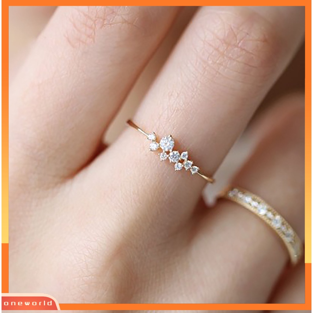 [EONE] Cincin Wanita Simple Berlapis Mengkilap9 Berlian Imitasi Knuckle Ring Untuk Pacaran