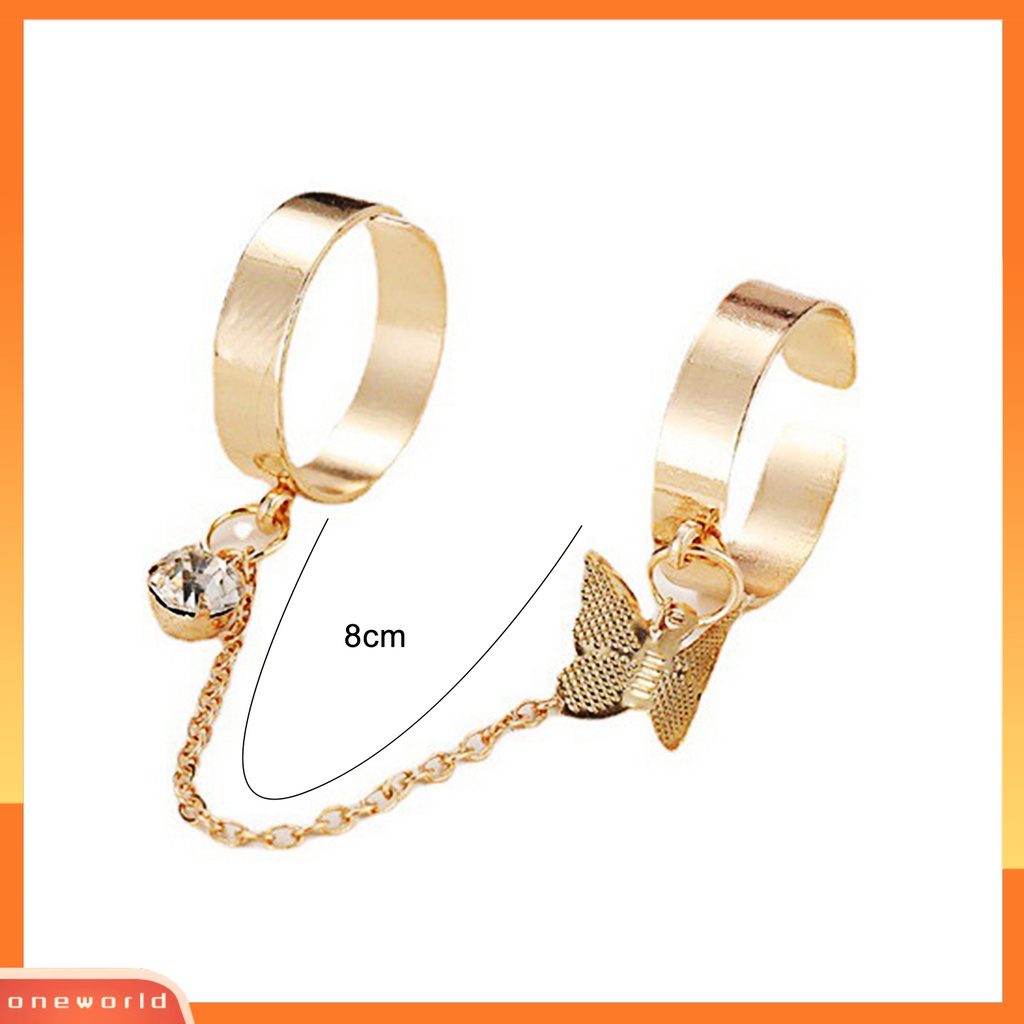 [EONE] Wanita Circlet Set Pembukaan Adjustable Alloy Berlian Imitasi Kilau Terang Knuckle Ring Set Perhiasan