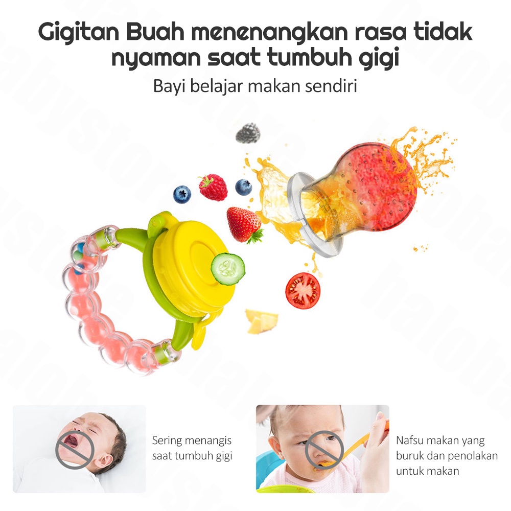 Halo Baby Empeng Dot Buah Bayi/Baby Fruit Feeder Rattle Teether/Dot buah bayi Pacifier Gigitan Bayi