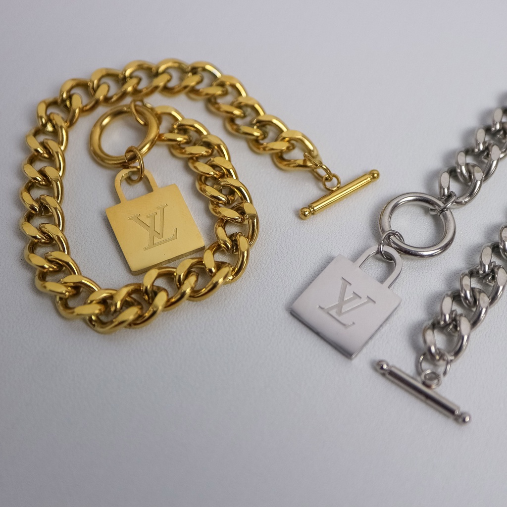 GROSIR Gelang tangan cantol sisik L titanium stainless steel 316L import berkualitas anti karat bisa bayar di tempat COD