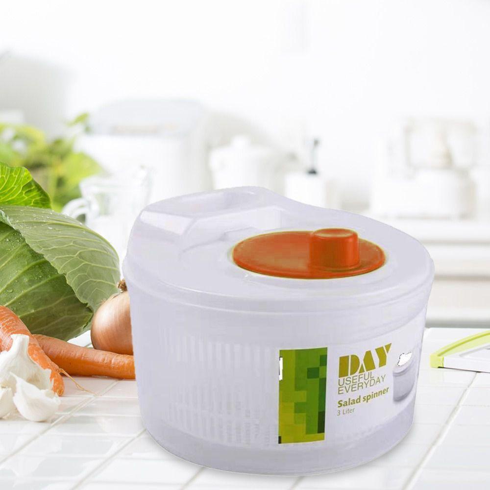 [Elegan] Salad Spinner 1Pcs Plastik Dengan Tutup Selada Untuk Cuci Pengeringan Dehidrator Putar Berdaun