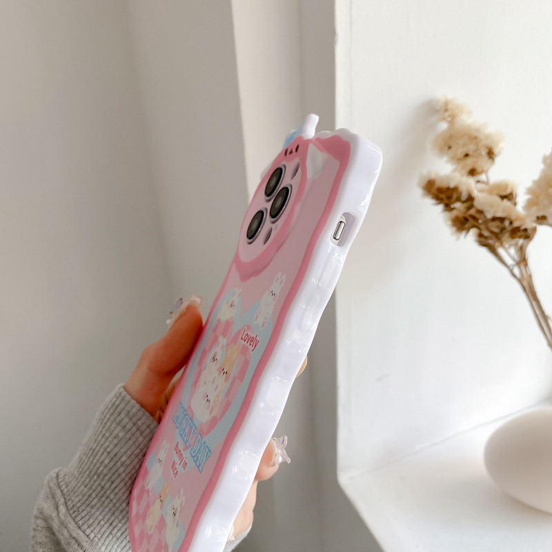 【Lamb Style】Lucky Day Bunny Soft TPU Case HP iP iPhone 11 12 13 14 Pro Max 7 8 + Plus SE 2020 X XS XR Max Girl Woman FTD Casing Apple