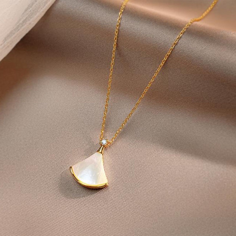 Kalung Geometris Shell Alloy Berlian Imitasi Fashion Untuk Wanita