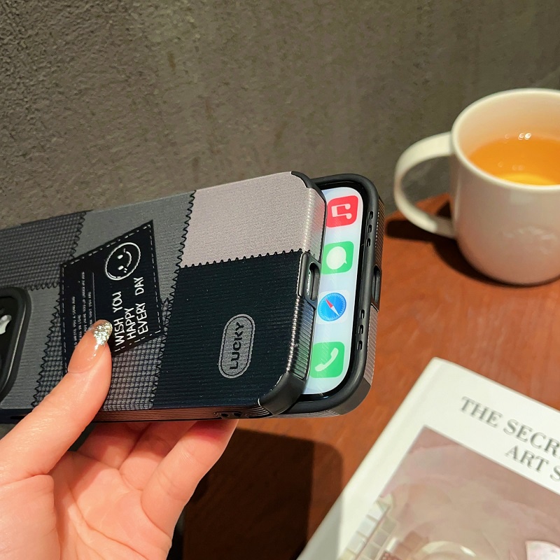 Untuk iPhone Case14 13 12 11 Pro MAX X XR XS Max7 8 Plus Kamera Pelindung Butir Vertikal split joint smile soft case