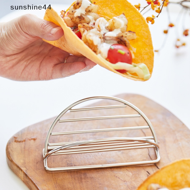 Sunshine 304tempat Taco Stainless Steel Bentuk Gelombang Makanan Meksi Stand Tray Rak Hard ID