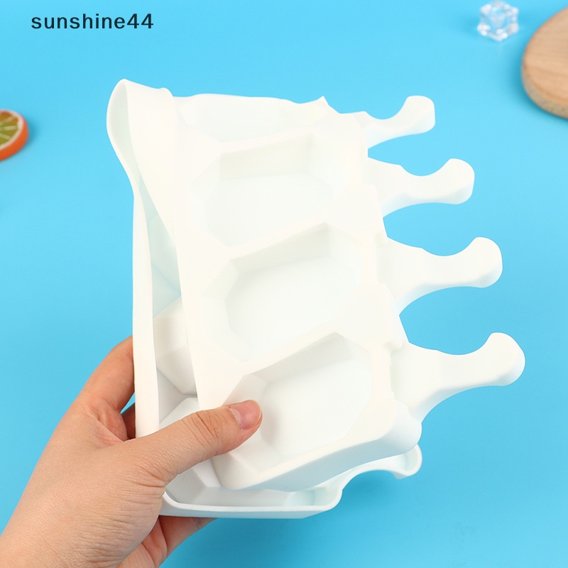 Sunshine Cetakan Silikon Es Krim4/8Lubang Untuk Popsicle Ice Cube Mould DIY Alat Baking ID