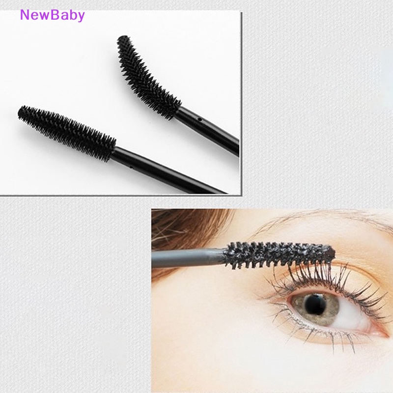 Newbaby 50xsekali Pakai Silicone Eyelashes Brushes white Handle Aplikator Maskara ID