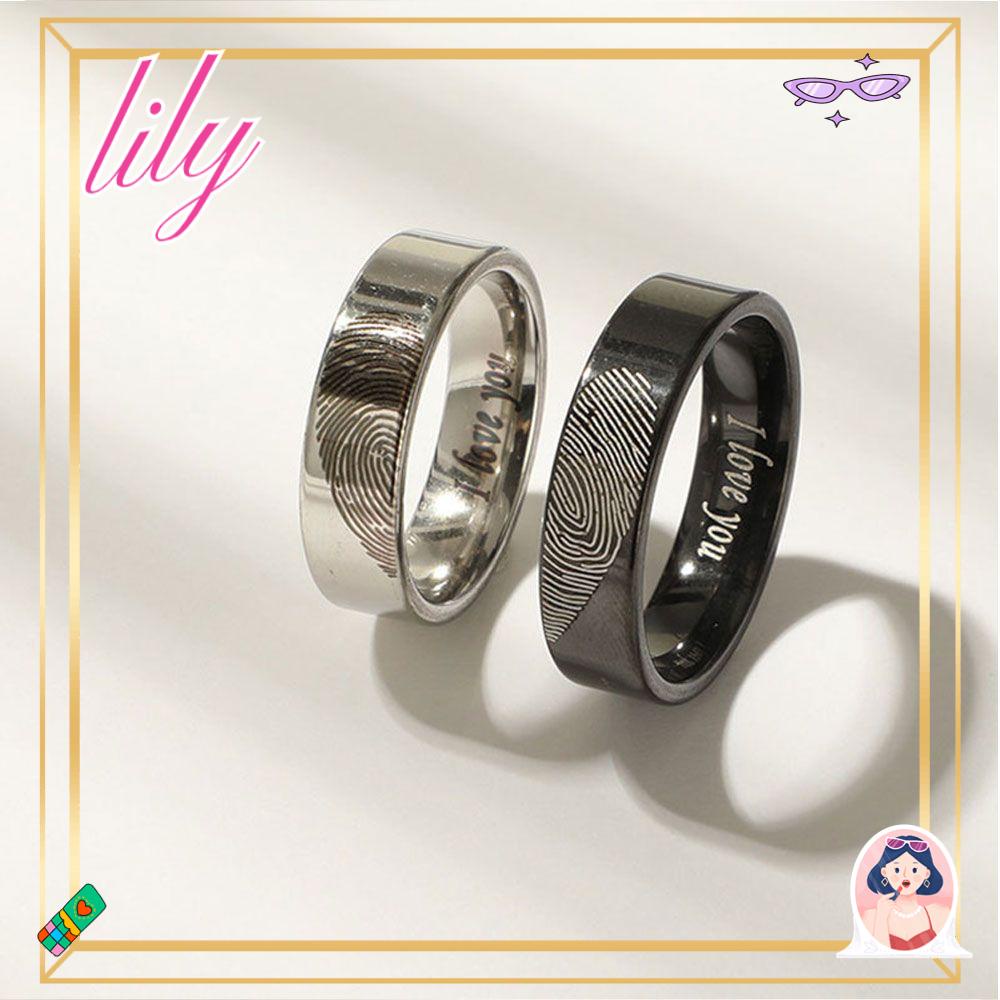 Lily 1pasang Cincin Baru Perhiasan Pernikahan Sidik Jari Hati